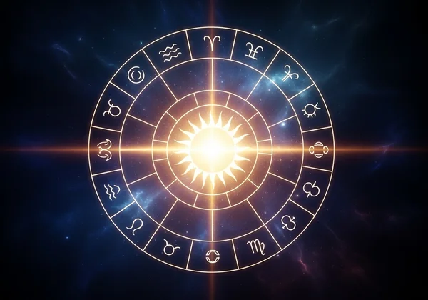 वर्ष के लिए एक ब्रह्मांडीय रोडमैप के रूप में शैलीबद्ध ज्योतिषीय चार्ट