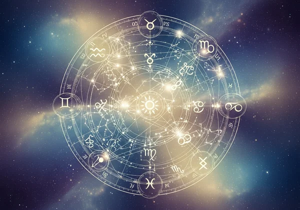 Diagram showing astrological aspect symbols