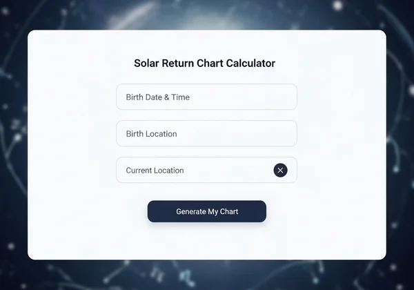 User interface of the solar return chart calculator tool.