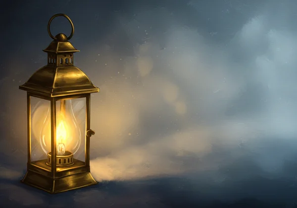 Warm lantern lighting the path